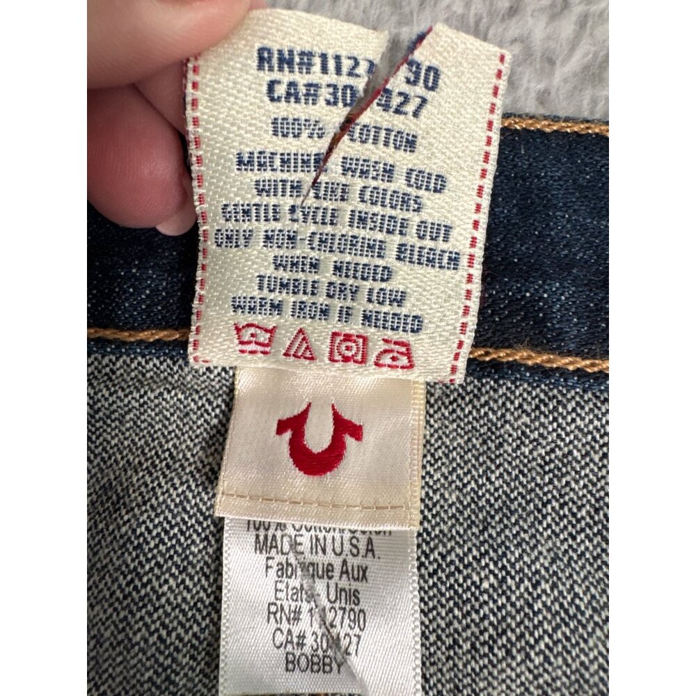 True Religion Mens 38 Bobby Blue Jeans 90s Y2K Buttons Casual Comfort Western - Picture 6 of 13